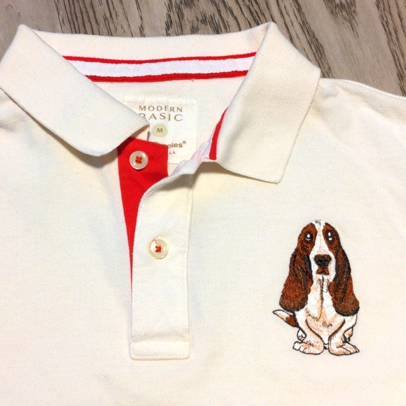 Vintage Hush Puppies Modern Basic Polo, Med, red/white - Picture 2 of 4